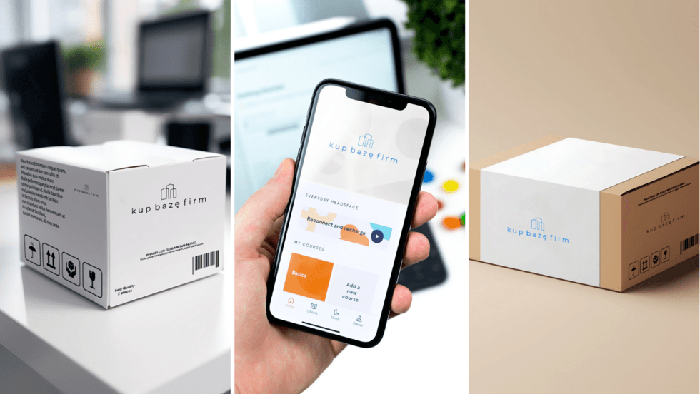 Logo firmy w aplikacji mobilnej i na przesyłkach z danymi